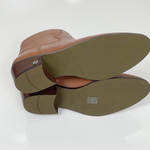 NEW Coach Dannie Block Heel Western Style Leather Ankle Boots Booties Saddle 7 - Picture 6 of 10